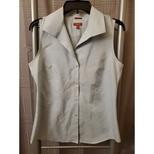 Talbots Sleeveless Vertical‎ Striped Shirt Top Blue White Sz 6 Wrinkle Resistant